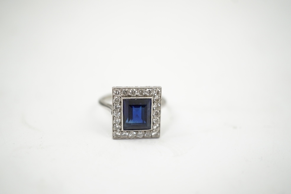 An Art Deco sapphire and diamond ring, 1920s